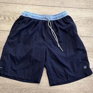 Peter Millar Swim Trunks Shorts Seaside Collection Navy Blue Polyester Medium